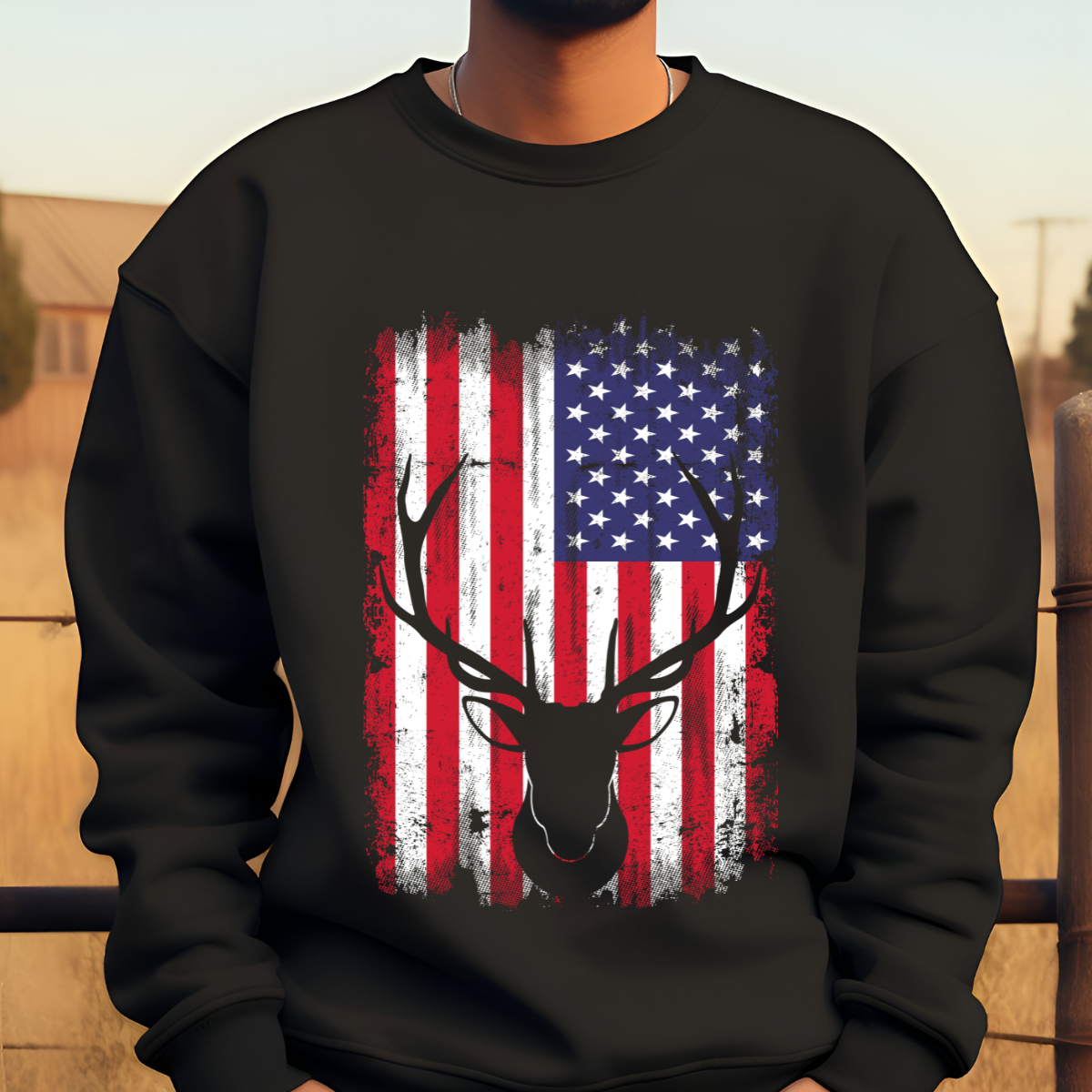 AMERICAN FLAG DEER FULL COLOR DIRECT TO FILM TRANSFER