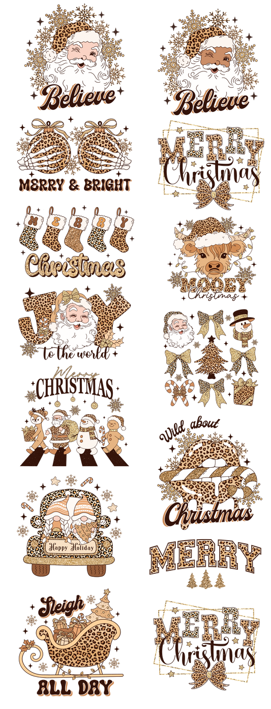 Leopard Christmas Gang-sheet Direct to Film 22x60